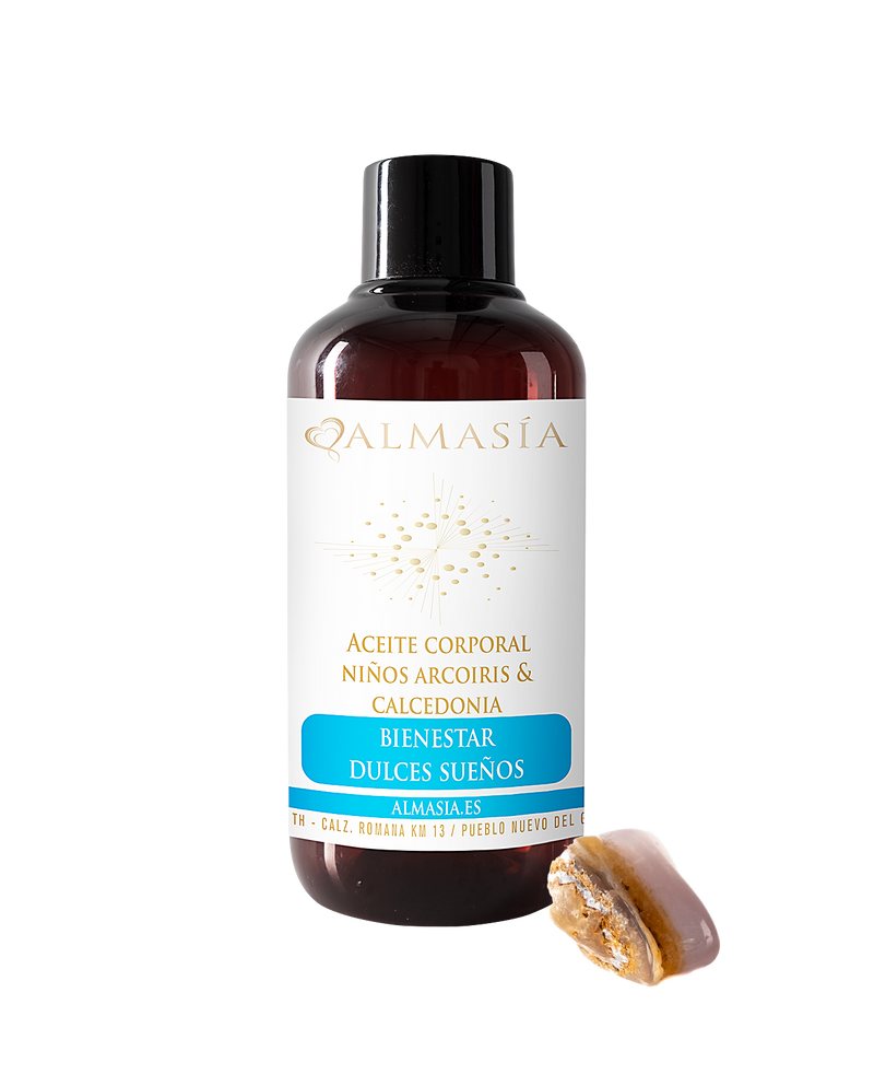 Aceite corporal niños arcoíris con calcedonia
