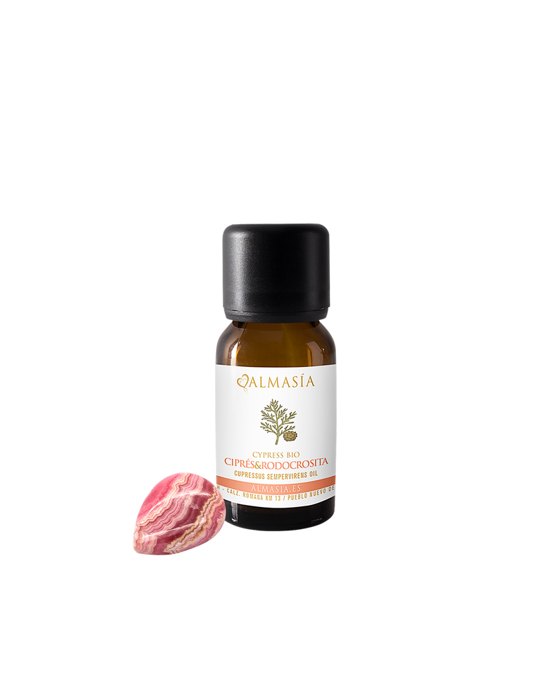 Aceite esencial de ciprés bio con rodocrosita