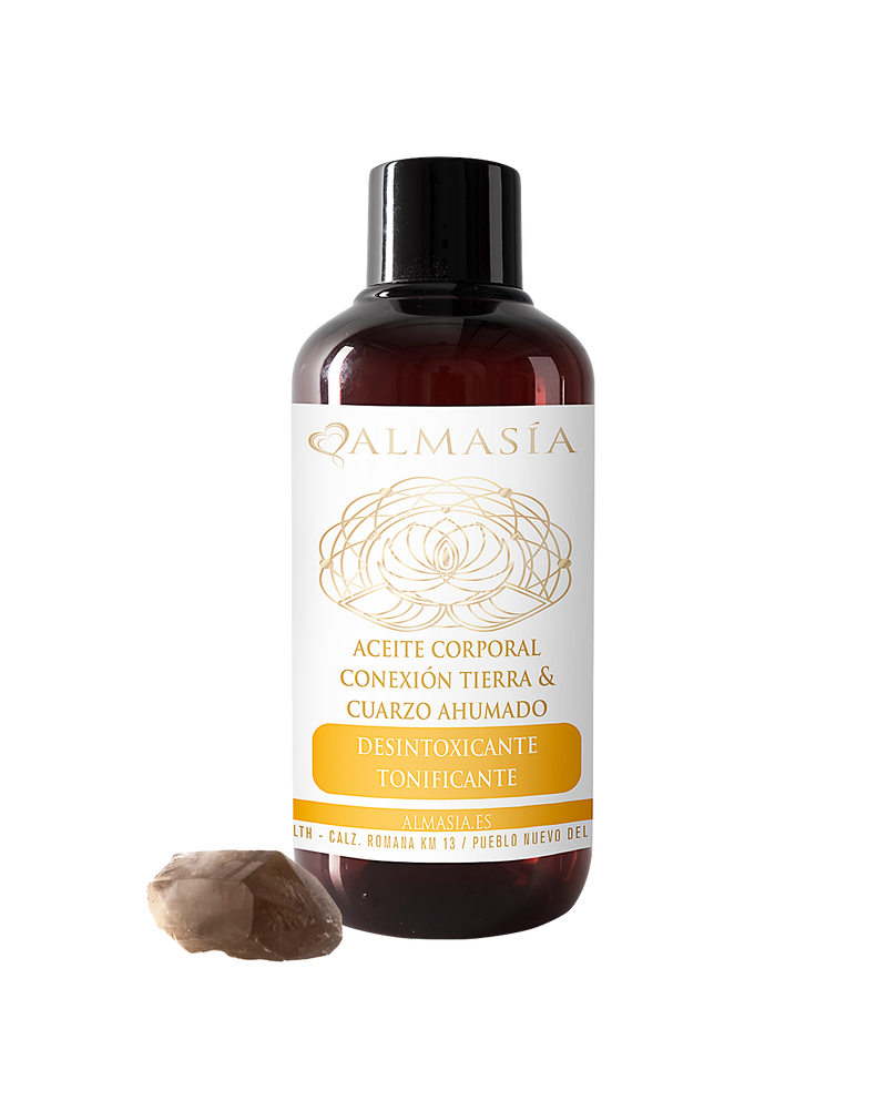 Aceite corporal conexión tierra con cuarzo ahumado